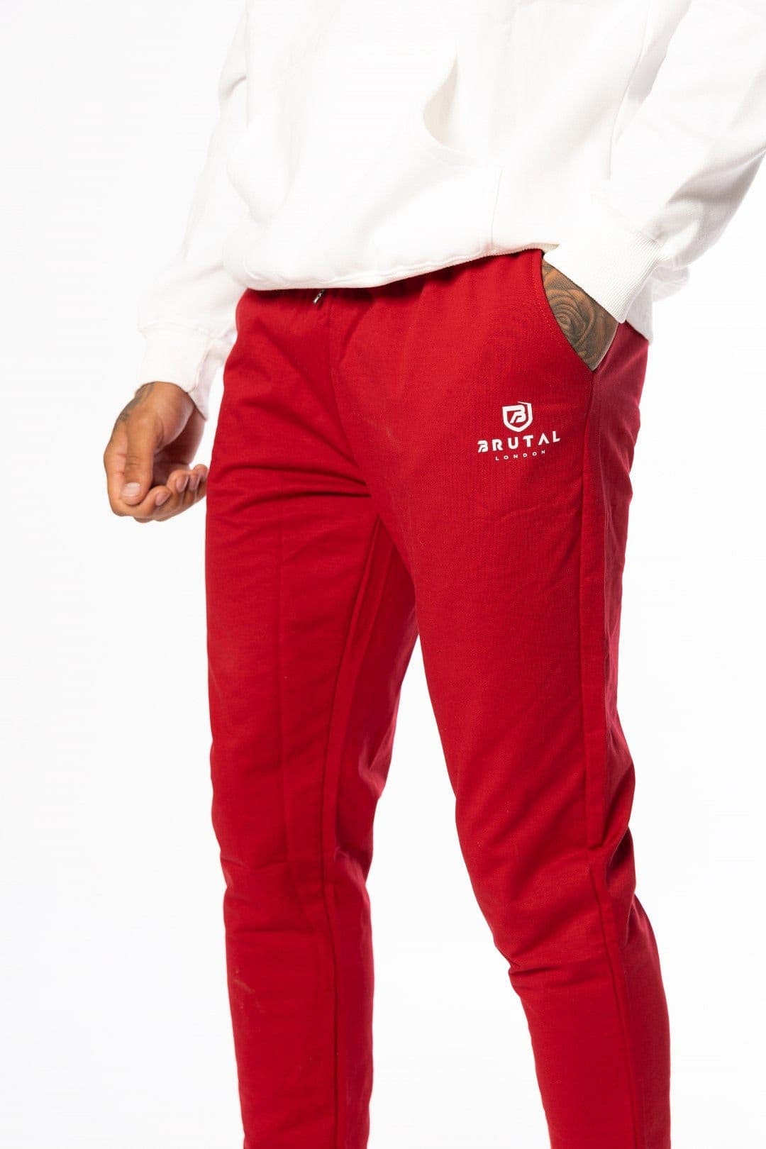 Red Casual Joggers - Brutal London Clothing